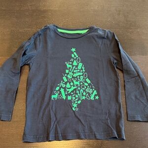 Boden Kids Navy Shirt with Green Tree Design